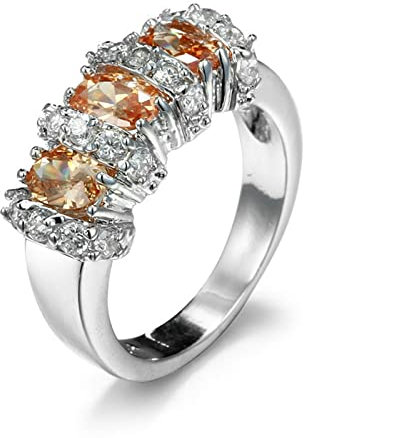Stfery Stein Ring Bergkristall, Hochzeit Ring Silber Wunderschöner Kronenring für Valentinstag, Größe57 (18.1)
