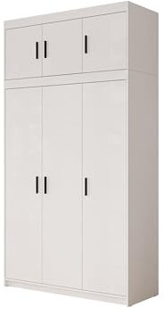 Mirjan24 Kleiderschrank Elena 3D, Drehtürenschrank, Farbauswahl, 3-türig Schrank, Weiß, Sonoma, Lefkas (Weiß mit Aufsatz)