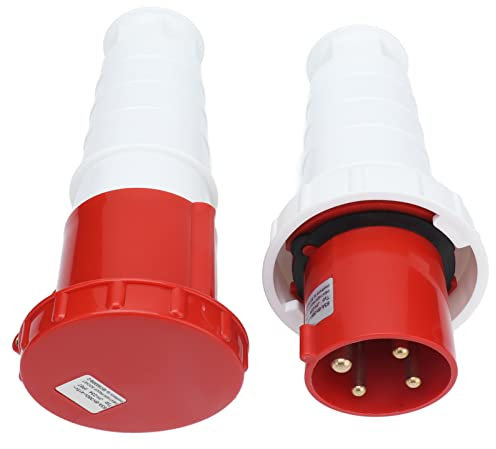 Enchufe de Alimentación de Aviación, 380V‑415V 63a Protección IP67 6-16 Mm² Enchufe Trifásico de 4 Pines a Prueba de Agua 3P+E con Anillo de Sellado para Lugares Interiores Y Exteriores