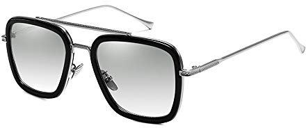 XFentech Retro Sonnenbrille - Metallrahmen Square Vintage Brille Eyewear für Herren Damen Goggle Klassisch Legierung Sonnenbrille UV400 Schutz, Grün/Silber