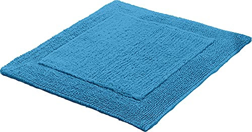 Erwin Müller WC-Vorlage, WC-Matte ohne Ausschnitt Uni Serie Stuttgart blau Größe 60x60 cm - extra dick, Wende-Design, 100% Baumwolle