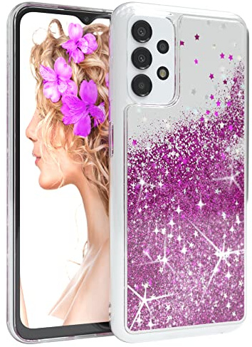 EAZY CASE Hülle kompatibel mit Samsung Galaxy A13 (4G / 5G) Schutzhülle mit Flüssig-Glitzer Handyhülle Schutzhülle Back Cover mit Glitter Flüssigkeit TPU/Silikon Transparent/Durchsichtig Lila