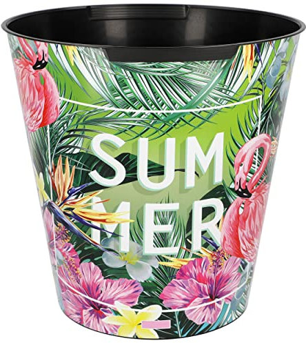 Papierkorb/Mülleimer Modell wählbar 10 Liter - wasserdicht - 28 cm - aus Kunststoff Flamingo - Blumen & Blüten Eimer - Spielzeugkorb/Popcornschüss..