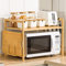 Vinteky Soporte Microondas de Madera, Estante para Horno de Microondas, Estante de Cocina de 2 Niveles con 4 Ganchos, Estantería Cocina Altura Ajustable (Natural)