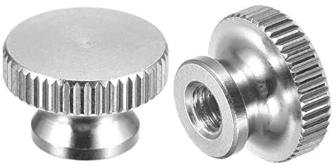 sourcing map Dadi zigrinati, 2 dadi zigrinati M4 x D12 mm x H8 mm in acciaio inox 304 zigrinato con collare a testa alta, foro cieco, dadi zigrinati per parti di stampanti 3D