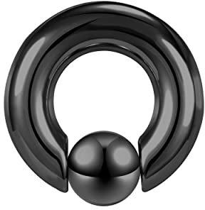 ZS Großes Captive Bead Rings Chirurgenstahl Klemmkugelring Septum Ringe, BCR 00G 0G 2G 8G 12G 16G Intimpiercing Prinz Albert Piercing Körperschmuck (Schwarz,0G,16mm)