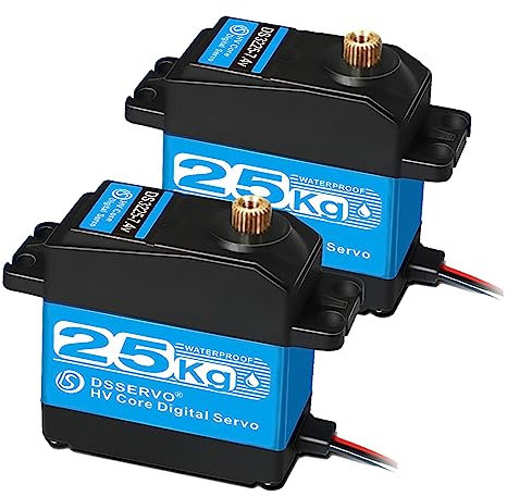 ANNIMOS 2Pack RC Servo 25KG Direction Moteur numérique 7.4V Engrenage en métal Couple élevé Résistant à l'eau pour Robotique DIY RC Cars