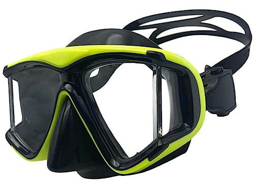 YEESAM Kurzsichtig Tauchmaske mit Dioptrien, breiter Sicht Harzlinsen Taucherbrille Schnorchelmaske Schnorchelbrille Schwimmbrille für Erwachsene und Kinder Myopie (Gelb, verschiedene 2 Augen)