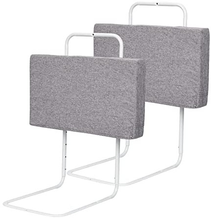 SWANEW 2X Bettgitter für Kinder 50 * 28cm, Baby Bettschutzgitter 5-Loch Höhenverstellbar, Weich Rausfallschutz Bett, Kinderbettgitter für Familienbett und Kinderbett, Grau