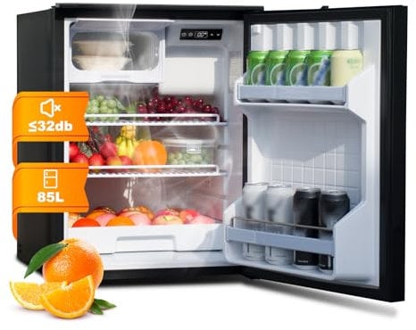 SMETA 12V/24V Dual Zone Fridge Freezer for Campervan, 85L, -15℃-10℃, With Lock - Compressor Fridge for Motorhome, Caravan, Van, Boat, Camping, Road Trip - Black
