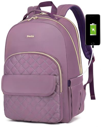 Breold Zaino da donna per computer portatile 17,3 pollici per lavoro e viaggi, zaino scolastico per ragazze e studi universitari con porta USB