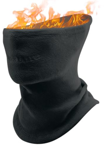 Qunature Cache Cou Polaire Réversible Épais Hiver Foulard Élastique Masque Écharpe Femme Homme sous Casque Durable Ski Patinage Vélo Randonnée Escalade Pêche Nylon L Noir