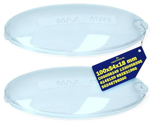 2 Piezas Deflector Luz para Campana Extractora 100 x 54 x 18 mm con Código Original C00058249 1330058595 4145150 50248796000 692831966 para Ariston para Electrolux - MONTERAL