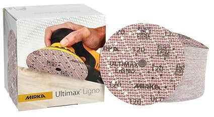 Mirka Ultimax Ligno Ø 150mm dischi abrasivi a strappo Multifit, grana 120, 100 pezzi, multiperforazione, per la levigatura di superfici in legno