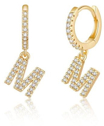 TINGN Personalisierte Geschenke für Mädchen Damen, Anfangsbuchstaben M Gold Schmuck Frauen Mädchen Geburtstag, Buchstaben Clip Ohrringe Gold Mädchen Damen Personalisierte Geschenke