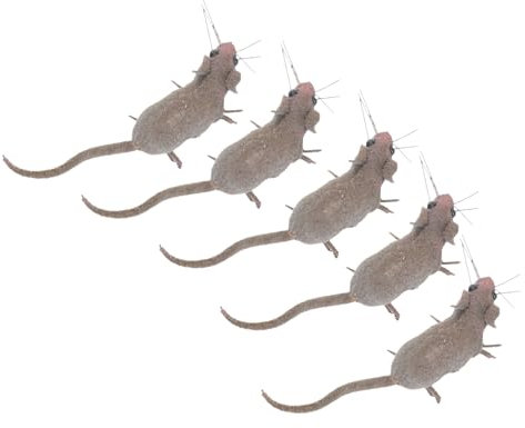Toyvian Fake Rat Realistic Mouse Pranks Props Toy Model 5pcs Lifelike Mice Toy Creepy Spooky Rat Toy Figures for Halloween Tricks April Fools Day Decorations