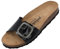 Palado Damen Pantoletten Malta BX by Sila Sahin - Hausschuhe mit Natur Kork-Fussbett - modische Sandalen aus feinstem Veloursleder Schwarz Lack UK7 - EU40