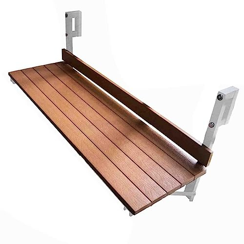 Holz-Balkon-Stehtisch Für Geländer, 80 X 25 cm, Outdoor-Balkongeländer, Hängender Beistelltisch, Wandmontage, Klappbare Balkontische, Verstellbarer Decktisch Für Terrasse, Garten, Veranda (Edelstahlh
