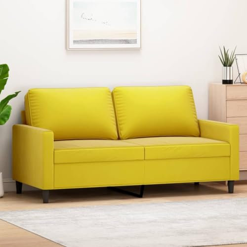 Cozynest 2-Sitzer-Sofa Gelb 140 cm Samt Couch für Wohnzimmer, Polstersofa mit Metallgestell, Loungesofa Zweisitzer Wohnzimmersofa Wohnzimmermöbel