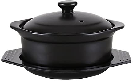 Olla de sopa, tazón de Ramen para fideos, ollas de sopa de cerámica esmaltadas negras, cacerola para guisar, gran oferta, olla de cocina de cerámica picante, utensilios de cocina
