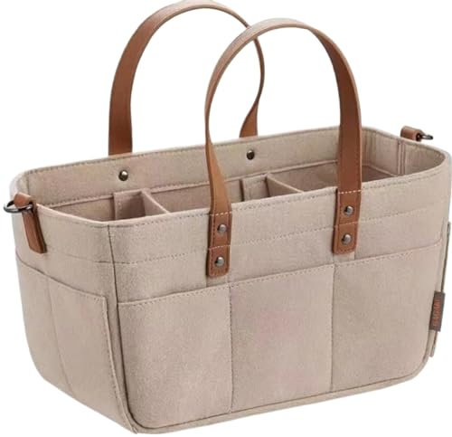 Peosaard Baby Windel Caddy, tragbarer Windel Caddy Organizer Faltbarer Kindergarten Caddy Filztasche Baby Korbwechsel Tisch Organizer für Windeln und Babytücher Khaki, Baby Windel Caddy