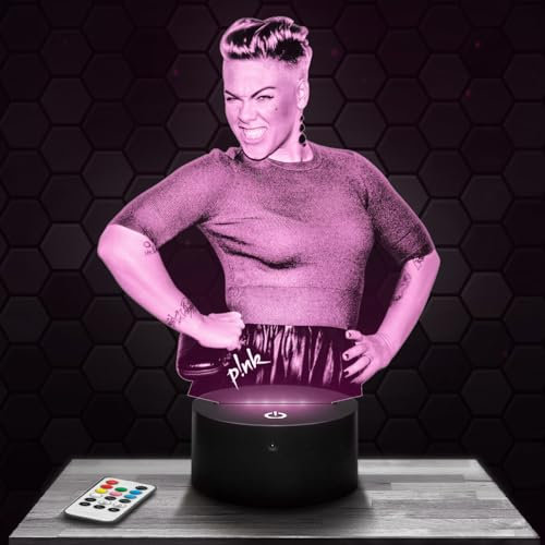 Nachttischlampe Pi nk Dekoration amerikanische Pop- und Rock-Sängerin Geschenkidee für Männer Pi nk Nachtlicht für Erwachsene Deko-Zimmer Geschenk Weihnachtenidee für Männer und Frauen originell