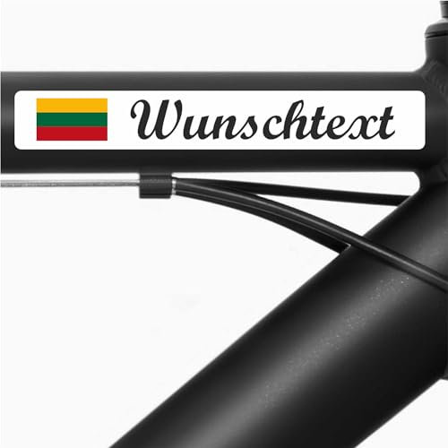 INDIGOS UG 13 Adesivi per Biciclette con Nome - Bandiera Liscia - Lituania- Adesivo con Nome e Testo Desiderato - Bicicletta - Casco - Moto - Personalizzato Individualmente