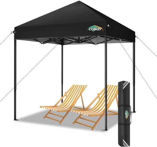 COBIZI pavillon 2x2m Wasserdicht Stabil Winterfest Pop Up faltbar partyzelt FalPavillon 2x2m, Ez auf Outdoor Faltbar Gartenzelt, Partyzelt Faltzelt gartenpavillon, Einstellbare Höhen, Schwarz