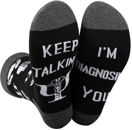 PLITI Psychologen-Socken mit Aufschrift Keep Talking I'm Diagnosing You, Geschenk für Therapeuten, Psychologen, Psychologieberater, Psychiater
