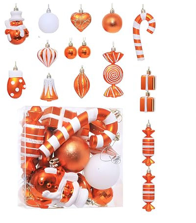 21Pcs Christmas Tree Decorations Christmas Baubles Ball Ornaments Decorative Balls Shatterproof Baubles Hanging Decorations For Xmas Tree Holiday Wedding Party (16, Orange)