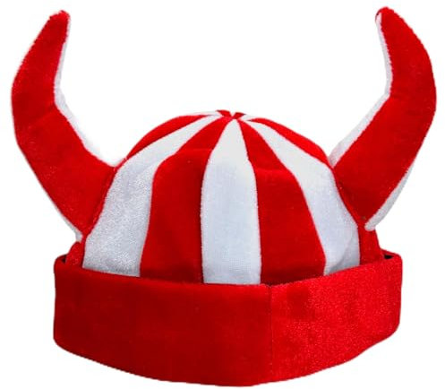 MIJOMA Weihnachtsmütze Nikolausmütze Santamütze mit Plüsch-Fellrand - Unisex für Erwachsene, Kuschelweich, Ideal für Weihnachtsfeier, 100% Polyester, One Size (Rot/Weiß Wikingerhörnern)