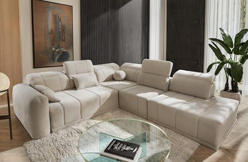 All4All Ecksofa mit Schlaffunktion Rico IX 287 cm x 300 cm - Schlafsofa mit Bettkasten - Eckcouch XXL - Wohnlandschaft L-Fom - Beige - Chenille Gewebe - Seite Rechts - Modern 26
