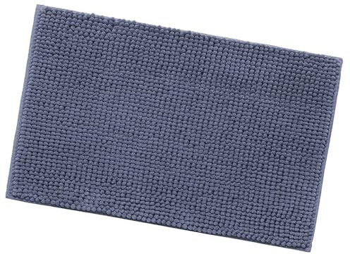 Etrexonline Alfombra de Baño de Microfibra de Chenilla - Antideslizante, Absorbente y de Secado Rápido, Suavidad Extra para Ducha y Bañera (40x60 cm, Azul Marino)