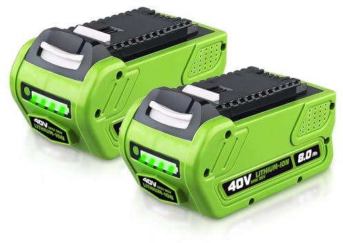2 Stück 29462 8,0Ah Li-ion Ersatzakku für GreenWorks 40V Akku Kompatibel mit GreenWorks Akku 40V Max 29472 29252 25312 25322 20202 20642 21242 22272 27062 29462 Elektrowerkzeuge
