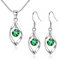 Zolkamery Silver Jewellery Set for Women, 925 Sterling Silver Women's Jewellery Sets with Green 5A Zirconia, Hypoallergenic Goldplated Twist Drop Pendant Necklace & Hook Dangle Earrings Set for Girls