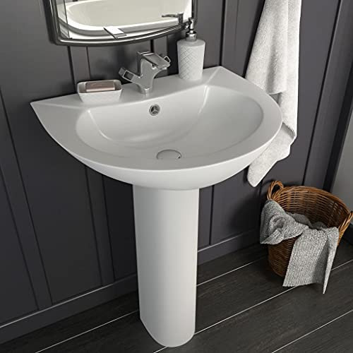 qohoio Lavandino a Colonna in Ceramica Bianca 520x440x190 mm,Lavandino,Lavandino Bagno,Lavandini Bagno,Articoli Idraulici -142999