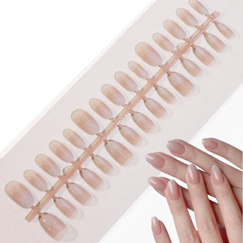 KQOZG 30 Pièces Ongles Press On Babyboomer Faux Ongles avec Colle (Courts, Carrés) (Dégradé Rose Blanc)