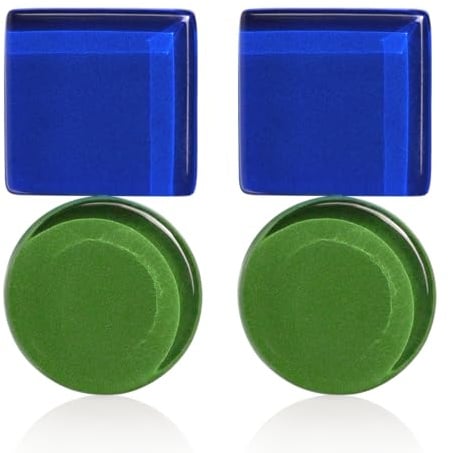 Geometrische Statement Ohrringe Damen • Bauhaus Design Ohrstecker in 16 Farbvarianten • Nachhaltiger Schmuck aus Glas • hypoallergen & handgemacht • 30x15x4mm
