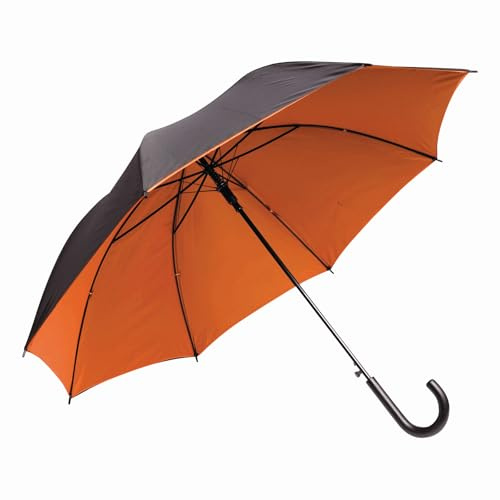 Regenschirm Groß sturmfest Automatik Stockschirm Durchmesser 103cm Orange | Stabiler Golfschirm für Damen und Herren, für 1 bis 2 Personen in schwarz orange
