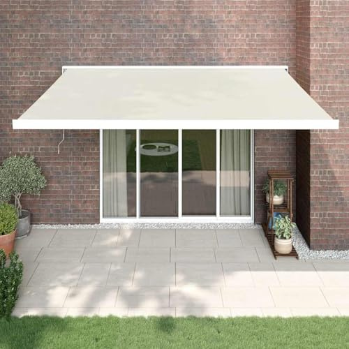 Qnhdfrt Markise Creme 4x3 m mit Motor Gelenkarmmarkise aus Aluminium und UV-beständigem Markisenstoff für Balkon Terrasse Garten Restaurant und Café