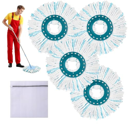 Clean Twist Disc Mop, 4 Stück Wischmop Ersatzbezug Kompatible Ersatzmoppköpfe Ersatzkopf für Leifheit Moppkopf Ersatz Rund Bodenwischer Ersatzteile für Alle Bodenarten