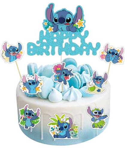8 Cake Decoration, Cupcake Topper, für Junge Mädchen Geburtstag Themen Party（Blau-a