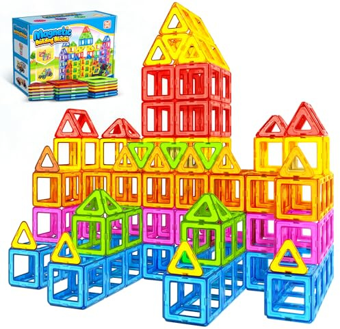 WOOBLO Magnetische Bausteine, 50 PCS Magnetspiel Magnetbausteine Zerlegbar | Magnete Spielzeug ab 3 4 5 Jahre Geschenk für Kinder Jungen und Mädchen