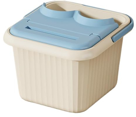MERIGLARE Fußbadewanne Massagebecken Fußbad Pediküre Becken mit Komfortablem Griff Und Hitzebeständigem Material für Entspannende Fußpflege für Zuhause Ältere M, Blau mit Deckel