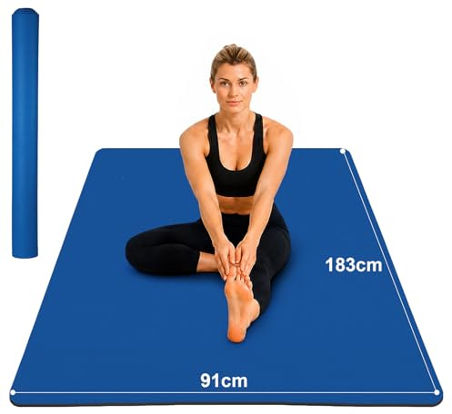 THAILE Yogamatte XXL - 183x91CM 6MM Dicke Rutschfeste TPE Gymnastikmatte, Doppelseitige Textur, Extra Breite Sportmatte & Fitnessmatte, Umweltfreundlich, Pilates, Studio & Heimtraining, Schwarz