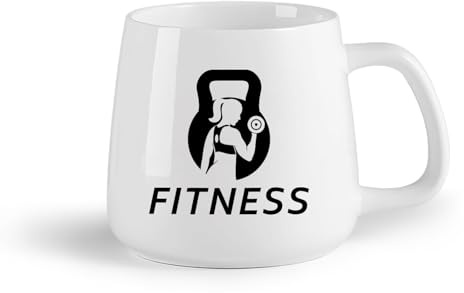 DEBINGY Ceramic Fruit Cup Coffee Mug, Iron Sport Gymnastics Fitnesscenter Girl Bodybuilding （14oz/400ml） Great Gift for Lovers