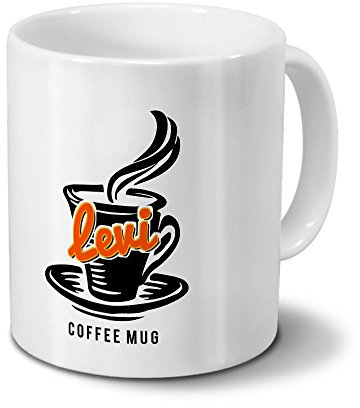 Tasse mit Namen Levi - Motiv Coffee Mug - Namenstasse, Kaffeebecher, Mug, Becher, Kaffeetasse - Farbe Weiß