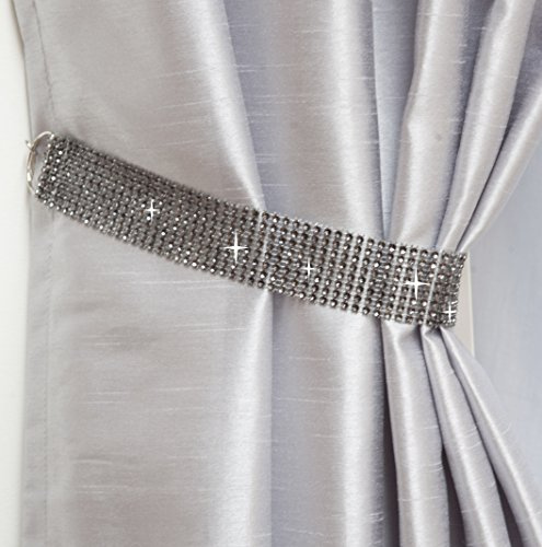 Pair Of Diamante Crystal Tie Backs (Gunmetal)
