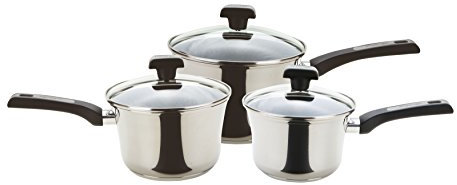 Prestige Durasteel Stainless Steel 3 Piece Saucepan Set-Silver Cacerola de Acero Inoxidable para inducción, Plateado, 3 Unidades, 3