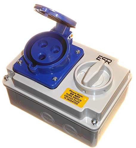 32A 230V Blue 32A 3 Pin Lockable Socket with Switch 2P+E Single Phase